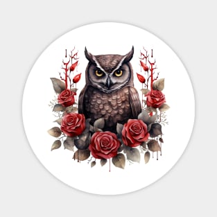 Gothic Rose Owl Magnet